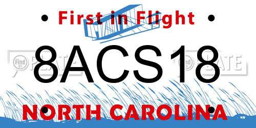 8ACS18 North Carolina License Plate