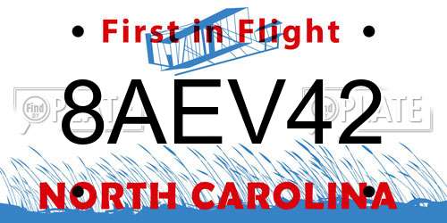 8AEV42 North Carolina License Plate