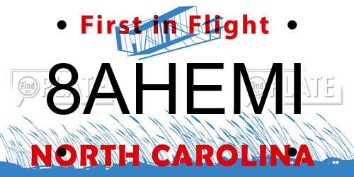 8AHEMI North Carolina License Plate