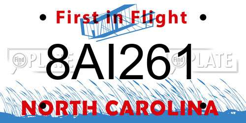 8AI261 North Carolina License Plate