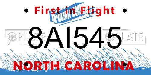 8AI545 North Carolina License Plate