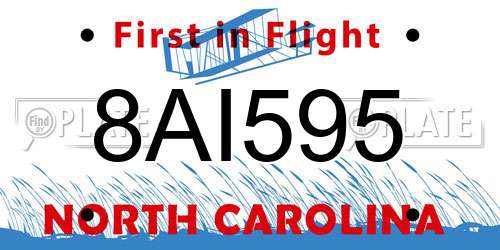 8AI595 North Carolina License Plate