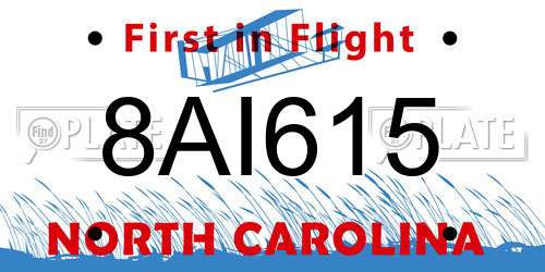 8AI615 North Carolina License Plate