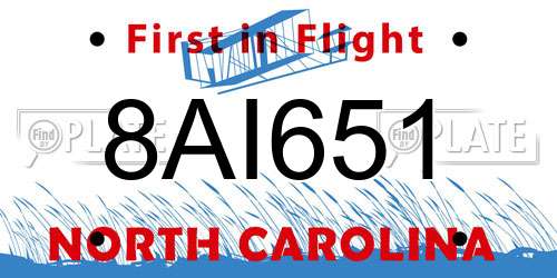 8AI651 North Carolina License Plate