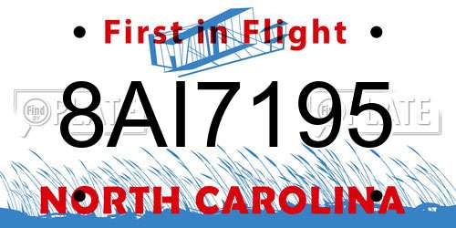 8AI7195 North Carolina License Plate