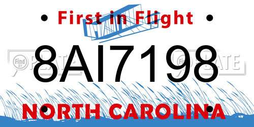 8AI7198 North Carolina License Plate