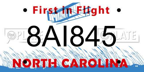 8AI845 North Carolina License Plate