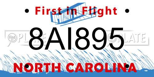 8AI895 North Carolina License Plate
