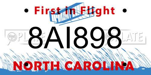 8AI898 North Carolina License Plate