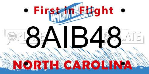 8AIB48 North Carolina License Plate