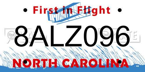 8ALZ096 North Carolina License Plate