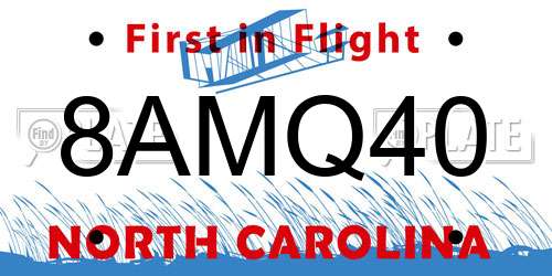 8AMQ40 North Carolina License Plate