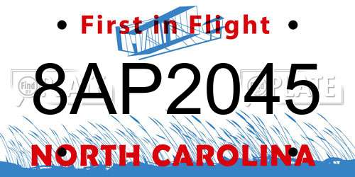 8AP2045 North Carolina License Plate