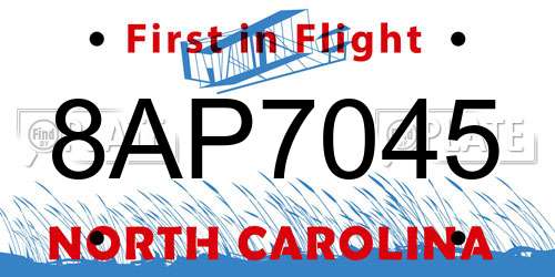 8AP7045 North Carolina License Plate