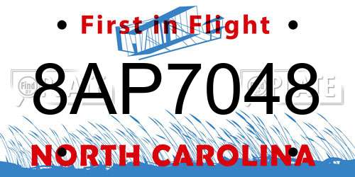 8AP7048 North Carolina License Plate