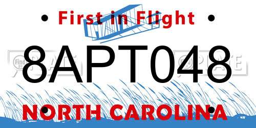 8APT048 North Carolina License Plate