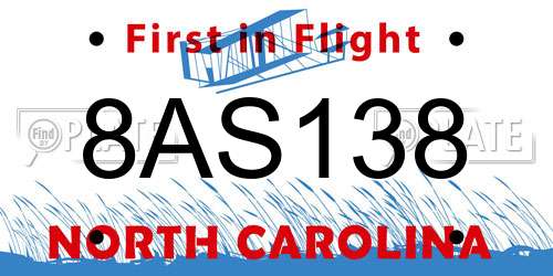 8AS138 North Carolina License Plate