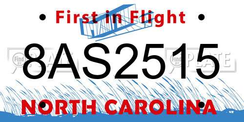 8AS2515 North Carolina License Plate