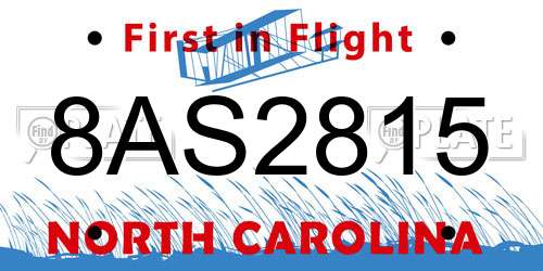 8AS2815 North Carolina License Plate