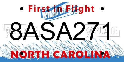 8ASA271 North Carolina License Plate