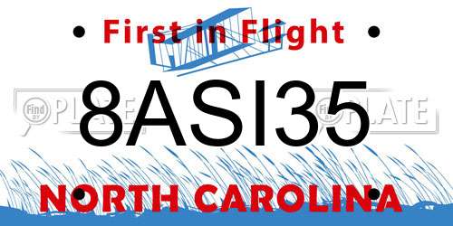 8ASI35 North Carolina License Plate