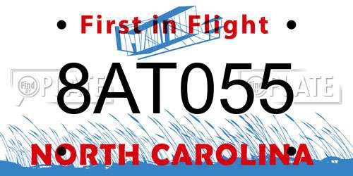 8AT055 North Carolina License Plate