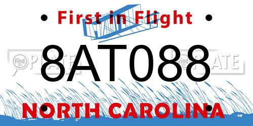 8AT088 North Carolina License Plate