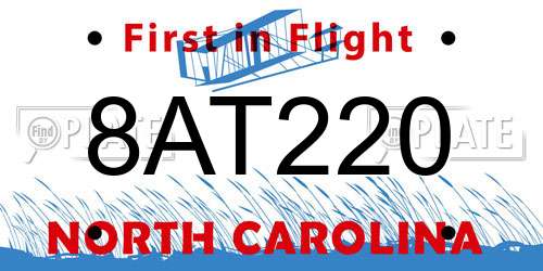 8AT220 North Carolina License Plate
