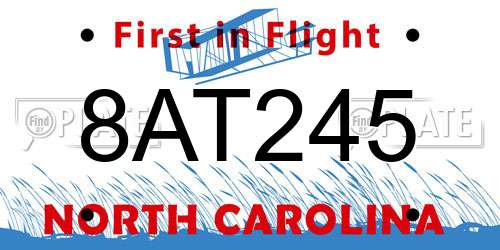8AT245 North Carolina License Plate