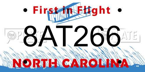 8AT266 North Carolina License Plate