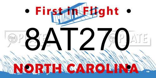 8AT270 North Carolina License Plate