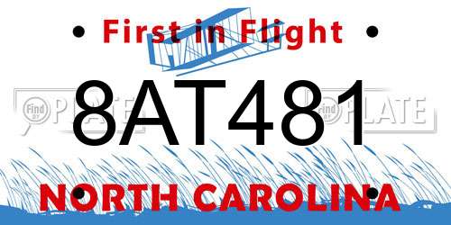 8AT481 North Carolina License Plate