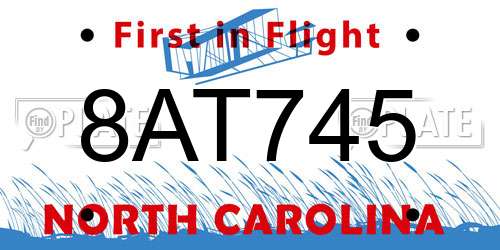 8AT745 North Carolina License Plate