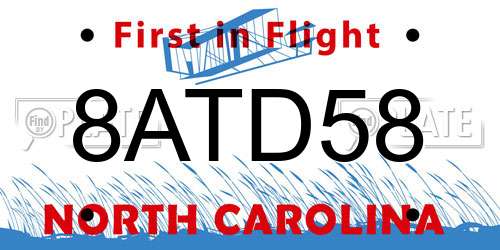 8ATD58 North Carolina License Plate