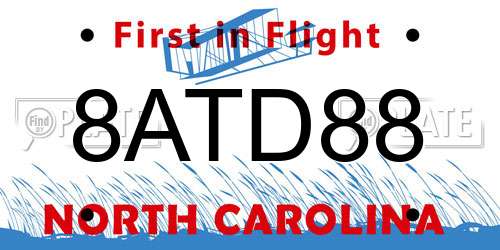 8ATD88 North Carolina License Plate