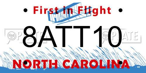 8ATT10 North Carolina License Plate