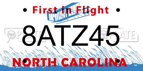 8ATZ45 North Carolina License Plate