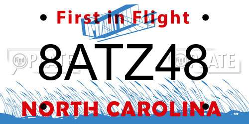 8ATZ48 North Carolina License Plate