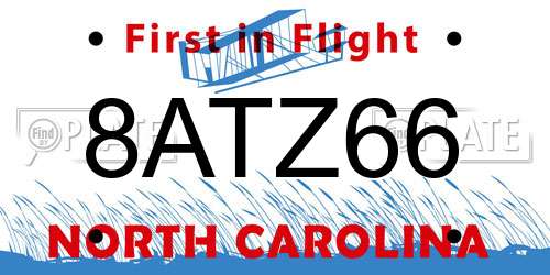 8ATZ66 North Carolina License Plate