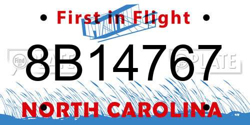 8B14767 North Carolina License Plate