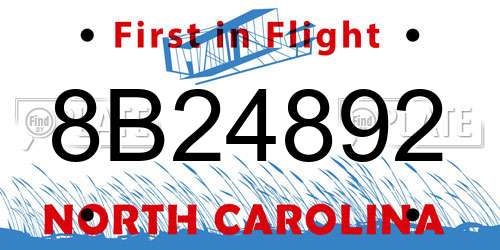 8B24892 North Carolina License Plate