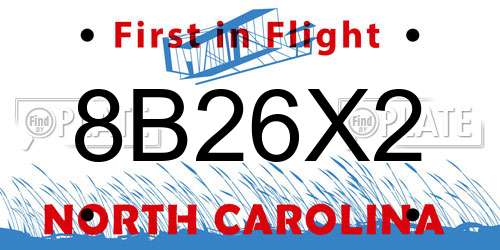 8B26X2 North Carolina License Plate