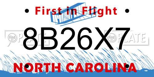 8B26X7 North Carolina License Plate