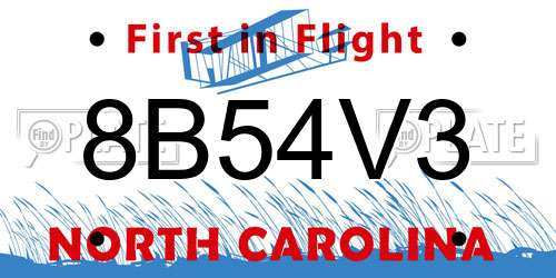 8B54V3 North Carolina License Plate
