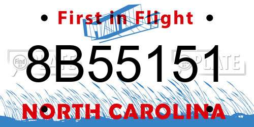 8B55151 North Carolina License Plate