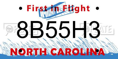 8B55H3 North Carolina License Plate