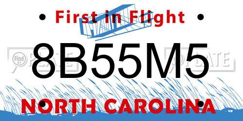 8B55M5 North Carolina License Plate