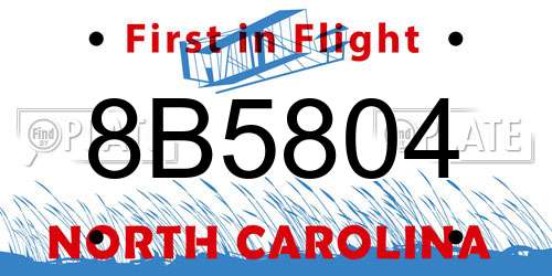 8B5804 North Carolina License Plate