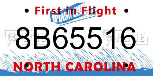 8B65516 North Carolina License Plate