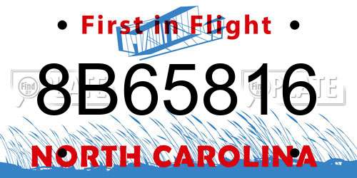 8B65816 North Carolina License Plate